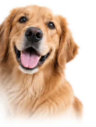 Perro feliz después de reservar su próxima atención